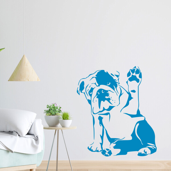 Veselá Stena Samolepka Buldog Farba: modrá, Veľkosť: 60 x 53 cm