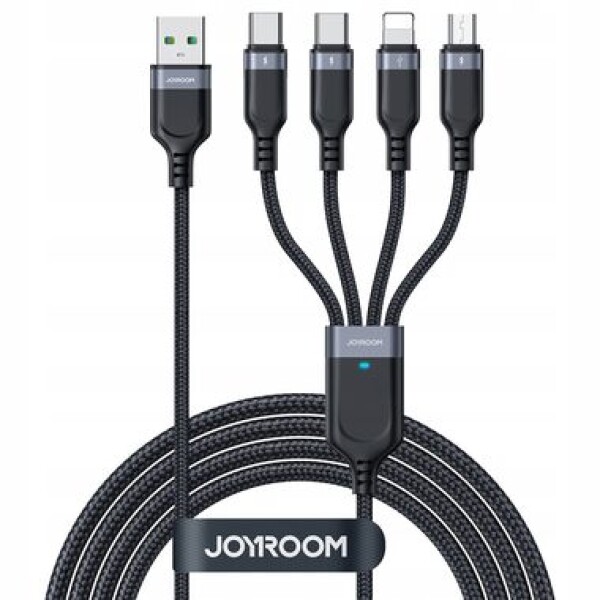 Joyroom S-1T4018A18 Nabíjací kábel USB-A (M) - 2x USB-C + MicroUSB + Lightning (M) 3.5A 1.2m čierna (S-1T4018A18 C2LM 1.2)