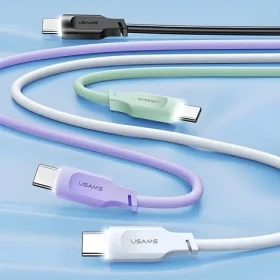 USAMS SJ567 Lithe Series fialová / Rýchly nabíjací a dátový kábel / USB-C - USB-C / 100W / 1,2m (SJ567USB03)