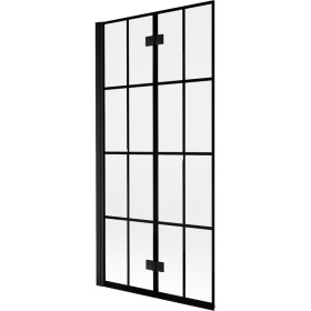 MEXEN - MIST vaňová zástena 90x150 cm 6mm 2-s, čierna, dekor, ľavá 8A9-090-002-70-77-L