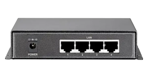 LevelOne PoE+ switch 5-portový 120W plastové telo / Switch / Unmanaged / 4X GbE PoE+ / 1x GbE uplink (GEP-0521)
