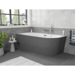 MEXEN/S - Silo voľne stojaca rohová vaňa ľavá reliéf 150 x 75, biela/sivá, sifón a prepad chróm 52891507562L-01