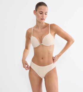 PURE MICRO - Push-up podprsenka s predným zapínaním a veľmi jemným mikrovláknom Triumph CAMEO BEIGE 85B