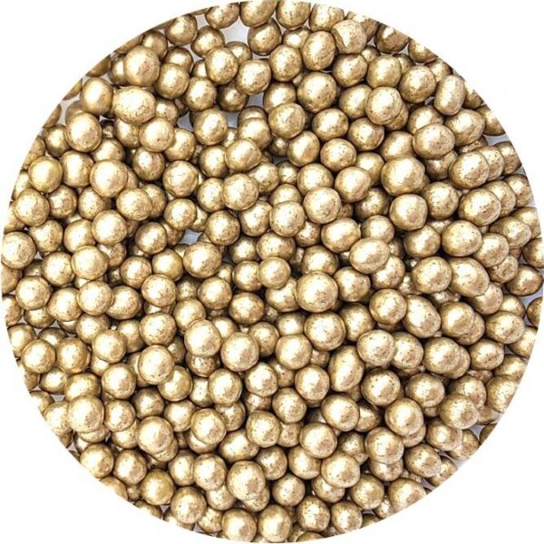 Cukrovo–ryžové perly zlaté 7 mm 80 g - I LOVE CAKES - I LOVE CAKES