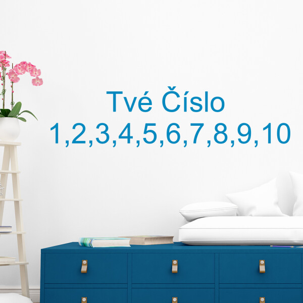 Veselá Stena Samolepka Vlastné číslo - Arial Farba: modrá, Veľkosť: 80 x 61 cm