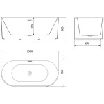 MEXEN/S - Sella voľne stojaca vaňa nástenná reliéf 150 x 75, čierna mat, sifón a prepad zlatá kartáčovaná 52711507571-55