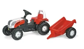 Rollytoys Šliapací traktor Rolly Kid Steyer s vlečkou-červená