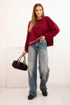 Dámska mikina s ozdobným lemom v spodnej časti bordová UNI