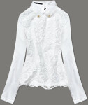 Elegantní halenka v ecru barvě s límečkem model 17833907 ecru S (36) - LJR