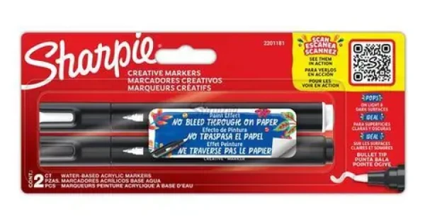 Sharpie Creative akrylové fixy čierna, biela / Fix / Okrúhly hrot / 2,5 mm / 2 ks (2201181)