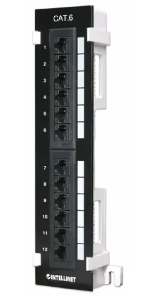 Intellinet Patch panel Cat6 UTP čierny / 12 portov / RJ-45 / do racku (560269)