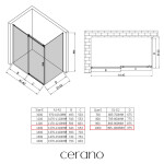 CERANO - Sprchovací kút Santoro Ľ/P - 8 mm - čierna matná, grafitové sklo - 130x100x195 - posuvný CER-8050BD7301