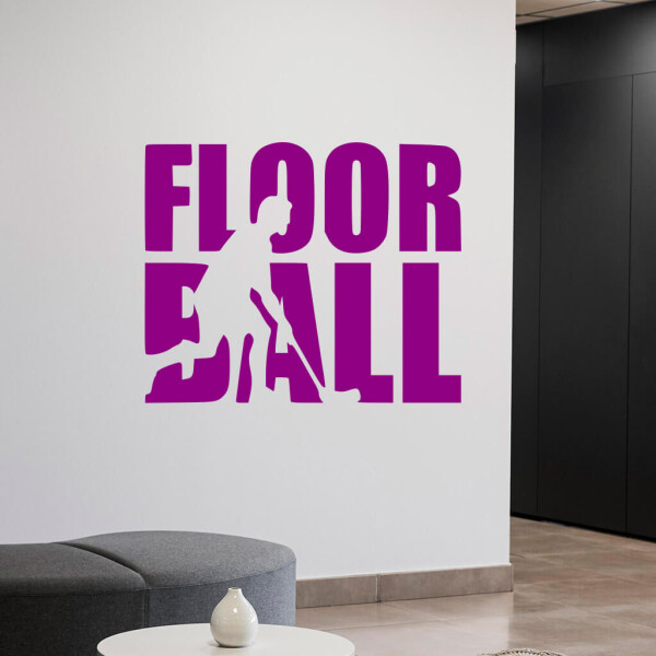 Veselá Stena Samolepka Nápis Floorball Farba: fialová, Veľkosť: 60 x 49 cm