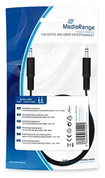 MediaRange Audio kábel 3.5mm jack-jack čierna / Audio kábel / 3.5mm - 3.5mm / 1,5m / niklované konektory (MRCS189)
