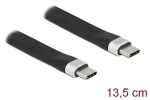 DeLock USB-C - USB-C 13,5 cm čierna / FPC plochý stuhový kábel / USB 3.2 Gen 2 / 10 Gbit / s / 3 A (85770)