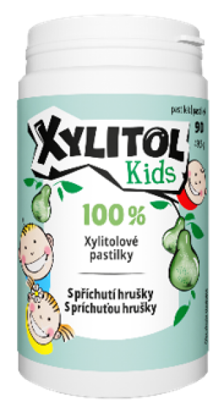 Vitabalans Xylitol Kids xylitolové pastilky s príchuťou hrušky 90 ks