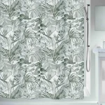 SPIRELLA Sprchový záves TROPIC biely / tropický motív / 180 x 200 cm / polyester