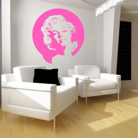 Veselá Stena Samolepka Portrét Marilyn Monroe Farba: růžová, Veľkosť: 40 x 42 cm