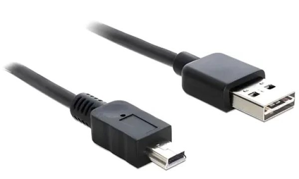 DeLock Easy USB A - Mini-B čierna / USB kábel / 3M / USB 2.0 / pozlátené konektory (83364)