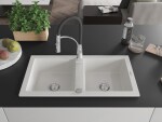 MEXEN/S MEXEN/S - Mario granitový drez 2-bowl vrátane batérie Aster, biela 6504-20-73450-07