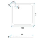 REA/S - Sprchová akrylová vanička Belmond White 90x90 Krytka kartáčované zlato KPL-14371