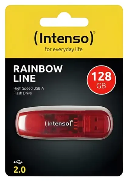 INTENSO Rainbow Line 128GB červená / Flash disk / USB 2.0 / čítanie 32 MB/s / zápis 6,5 MB/s (3502491)