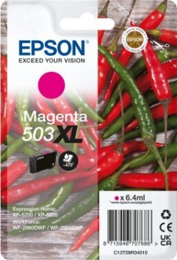 Epson Epson 503XL - 6.4 ml - XL - Magenta - original - Blister mit RF- / akustischem Alarmsignal - Tintenpatrone - fur Expression Home XP-5200, XP-5205, WorkForce WF-2960DWF, WF-2965DWF