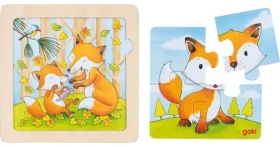 GOKI Drevené puzzle Líška 4 dieliky