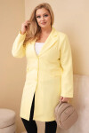 Dámske Plus veľkosť dlhý kabát s golierom a vreckami žltá UNI