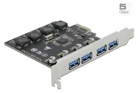 DeLock / Rozširujúca karta USB / PCIe x1 / 4X USB-A ext. / USB 3.2 Gen 1 (5 Gbit/s) (90509)