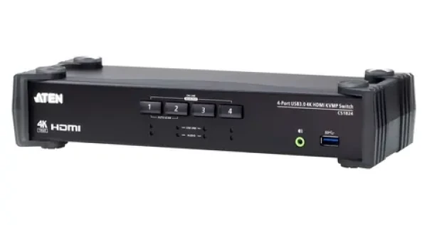 Aten 4- Port USB 3.0 4K HDMI KVMP čierna / KVM switch / 4K 4096×2160 / USB 3.0 / HD audio (CS1824-AT-G)