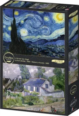 GRAFIKA Puzzle Hviezdna noc a dom Auvers