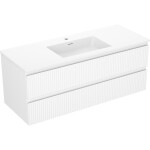 MEXEN/S - Rivel kúpeľňová skrinka 120 cm s umývadlom Otis, 2 zásuvky, reliéf, biela mat 91A20-12047-2-BFF01-W18M01