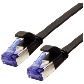 Value 21.99.0832 RJ45 sieťové káble, prepojovacie káble CAT 6A F/UTP 2.00 m čierna tienený, plochý, pozlátené kontakty 1 ks; 21.99.0832