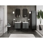 MEXEN/S - Rivel kúpeľňová skrinka 50 cm s umývadlom Otis, 1 šuplík, reliéf, grafit mat/biela mat 91A20-05047-1-BF66-W18M01