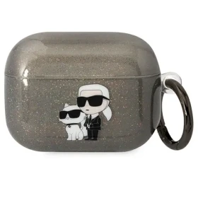 Karl Lagerfeld Glitter Karl Choupette čierna / Puzdro / Apple AirPods Pro (KLAPHNKCTGK)