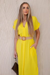 Šaty 5904 s ozdobným opaskom - žlté UNI Žlutá