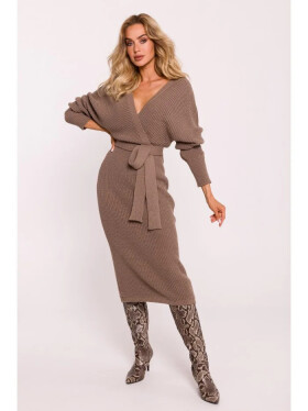 Dámske svetrové šaty M810 Cappuccino - MOE UNI capuccino