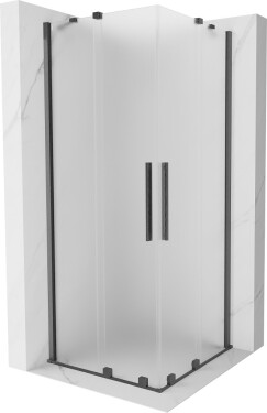 MEXEN/S - Velar Duo sprchovací kút, posuvné dvere 100 x 100, dekor, grafit kartáčovaná 871-100-100-32-66