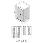 CERANO - Sprchovací kút Antelo L - Ľ/P - 6 mm - čierna matná, transparentné sklo - 116x40 - otočný CER-666319