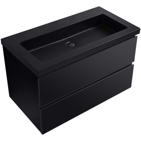 CERANO - Kúpeľňová skrinka Carole - čierna matná + umývadlo z lit. mramoru Ovo - čierna matná - 80,5x53x46,5 CER-979926