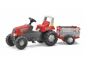 Rollytoys Šliapací traktor Rolly Junior RT s vlečkou červeno-sivý