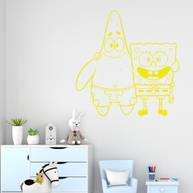 Veselá Stena Samolepka SpongeBob a Patrick Farba: žlutá, Veľkosť: 60 x 61 cm