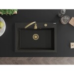 MEXEN/S MEXEN/S - Elix granitový drez 1-miska 700 x 500 mm, čierna/zlatá metalik, sifón zlatá 6526701005-75-G