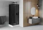 MEXEN/S - Rio sprchovací kút štvorec 70 x 70, grafit, čierny + vanička Rio vrátane výpuste - 860-080-080-70-40-4510 860-070-070-70-40-4510