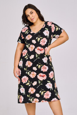 Dámska nočná košeľa Taro Peony 3160 w/r 2XL-3XL L24 black-flowers