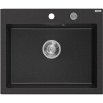 MEXEN MEXEN - Elix granitový drez 1-miska 600 x 500 mm, čierna/strieborná metalík, sifón chróm 6525601005-73