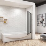 H K - Vaňová zástena päťdielna V5 120, čierna, číre sklo SE-V5120B