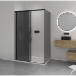 CERANO - Sprchovací kút Lantono L/P - 8 mm - Soft-Close - čierna matná, grafitové sklo - 160x70x195 - posuvný CER-8050BD7535