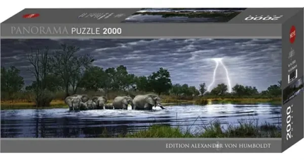 HEYE Panoramatické puzzle Slonie stádo (Botswana)